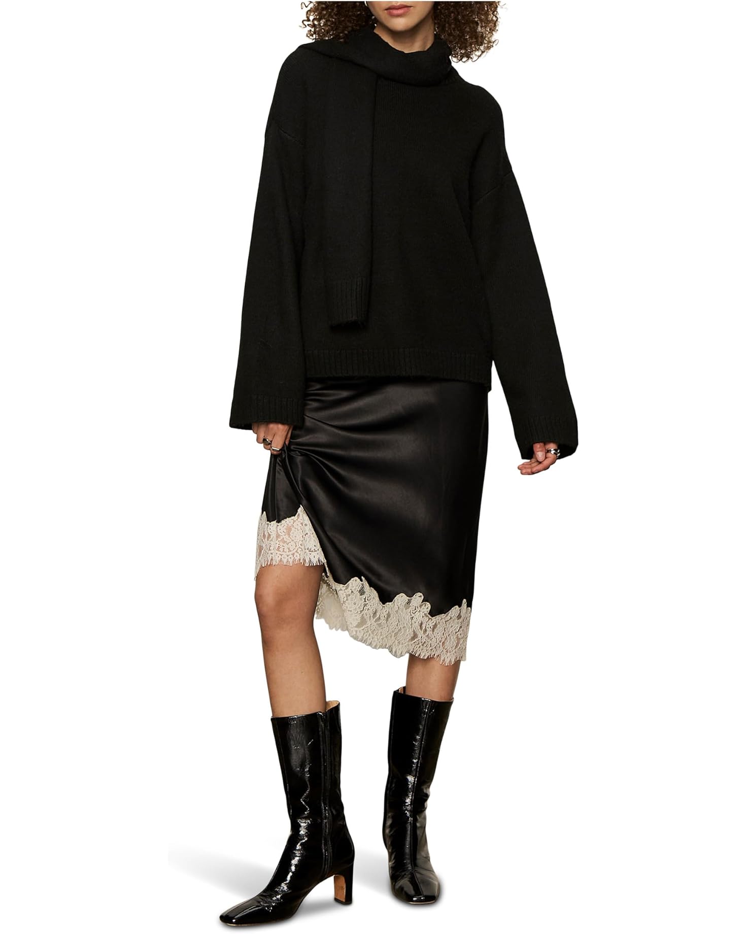 (取寄) サンクチュアリ レディース ワン オブ ア カインド サテン ミディ スカート Sanctuary women One Of A Kind Satin Midi Skirt Black Sanctuary One of a Kind Satin Midi Skirt