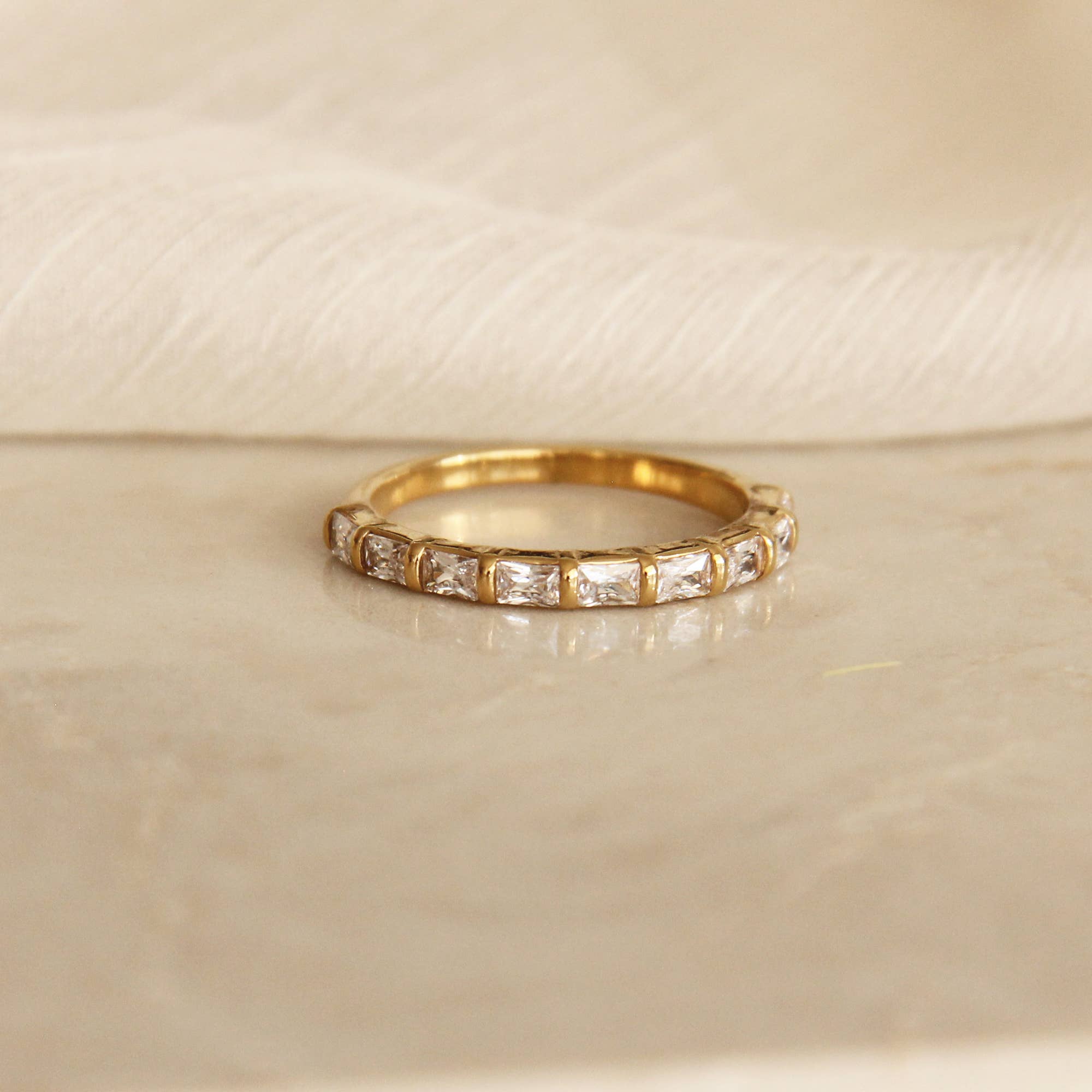 Baguette Semi Eternity Band Ring: Gold