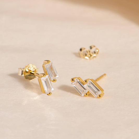 Elia Studs: Gold/Clear