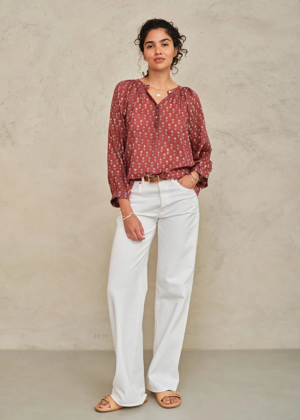 M.A.B.E Ari Print Long Sleeve Top