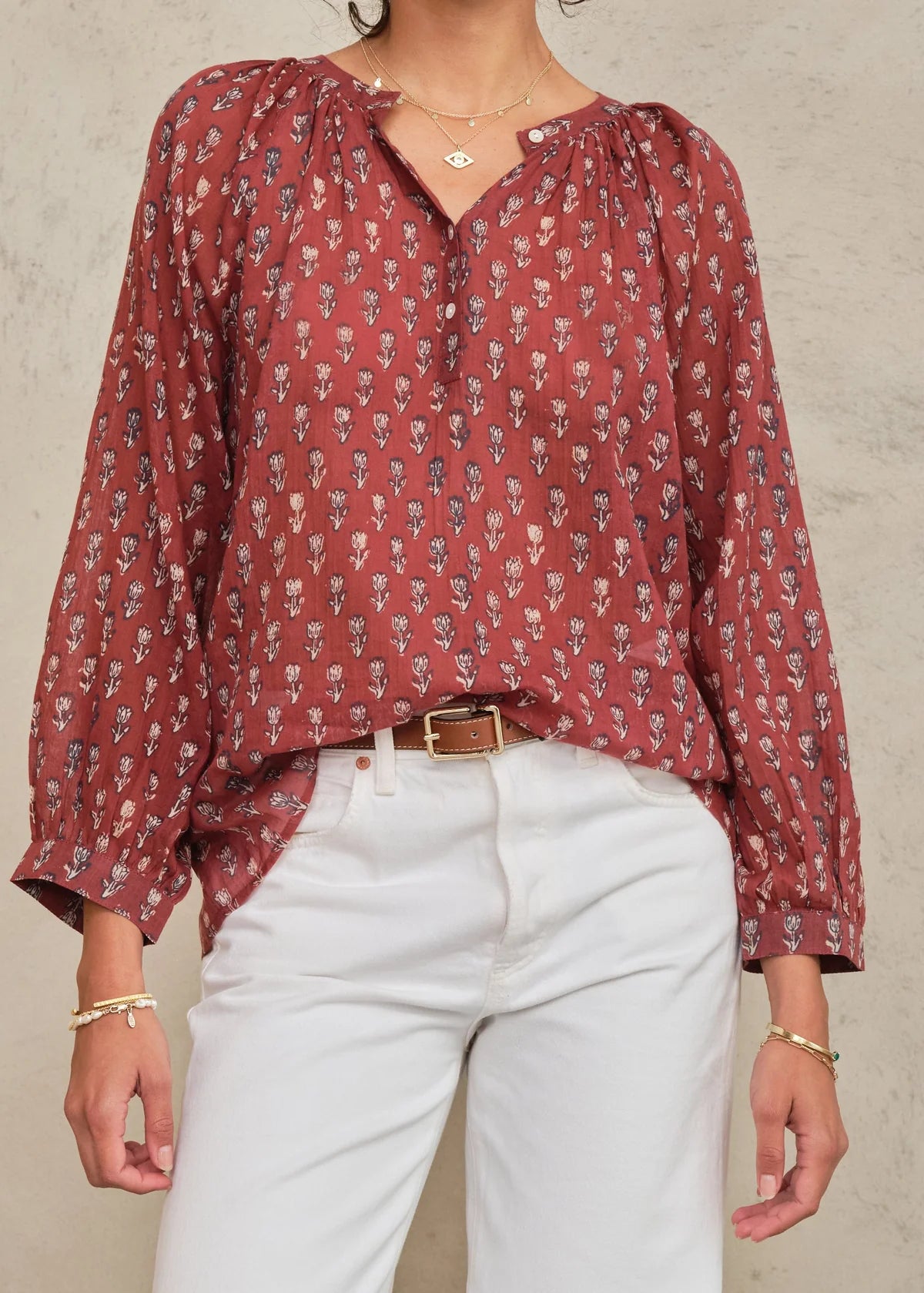 M.A.B.E Ari Print Long Sleeve Top