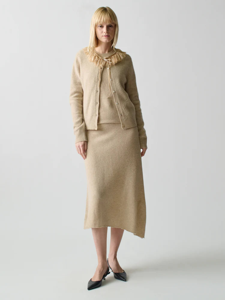 Lingua Franca Brushed Wool A-Line Skirt