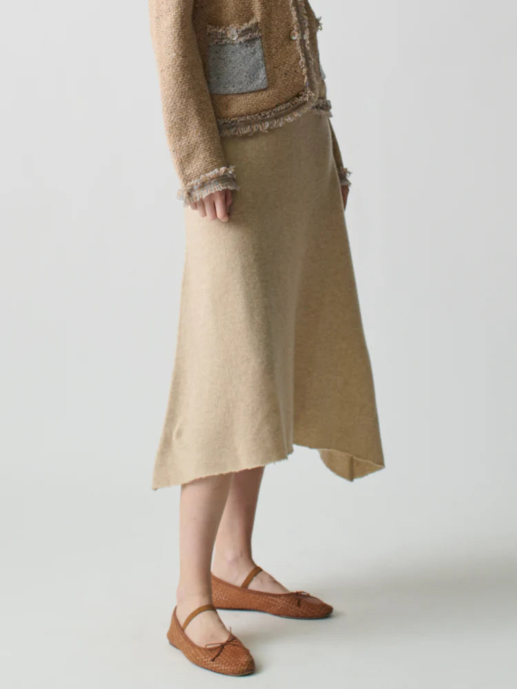 Lingua Franca Brushed Wool A-Line Skirt