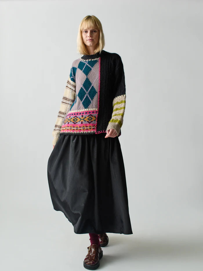 Lingua Franca Hutton Patchwork Crewneck