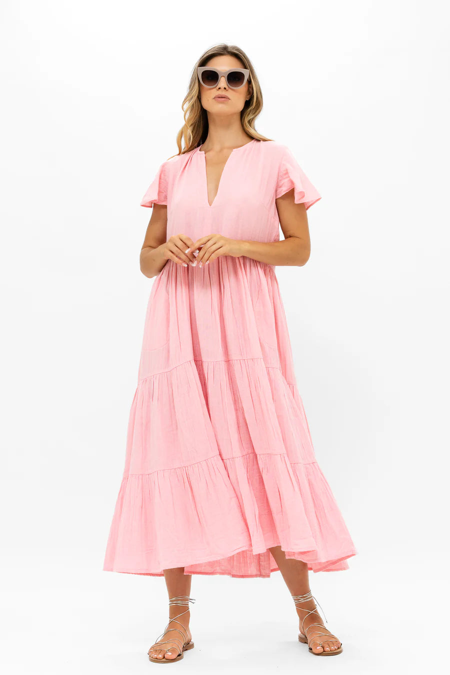 Oliphant V-Neck Maxi, Bahama Pink