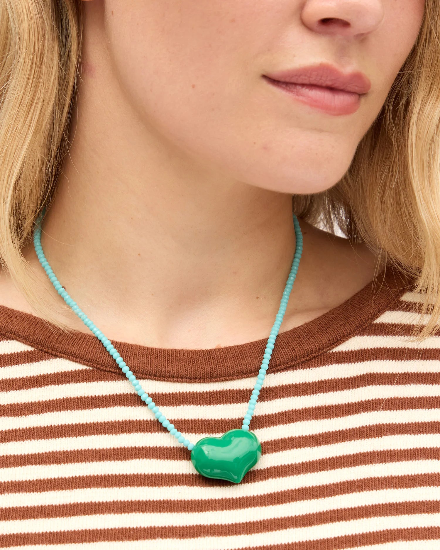 Clare V Beaded Heart Necklace