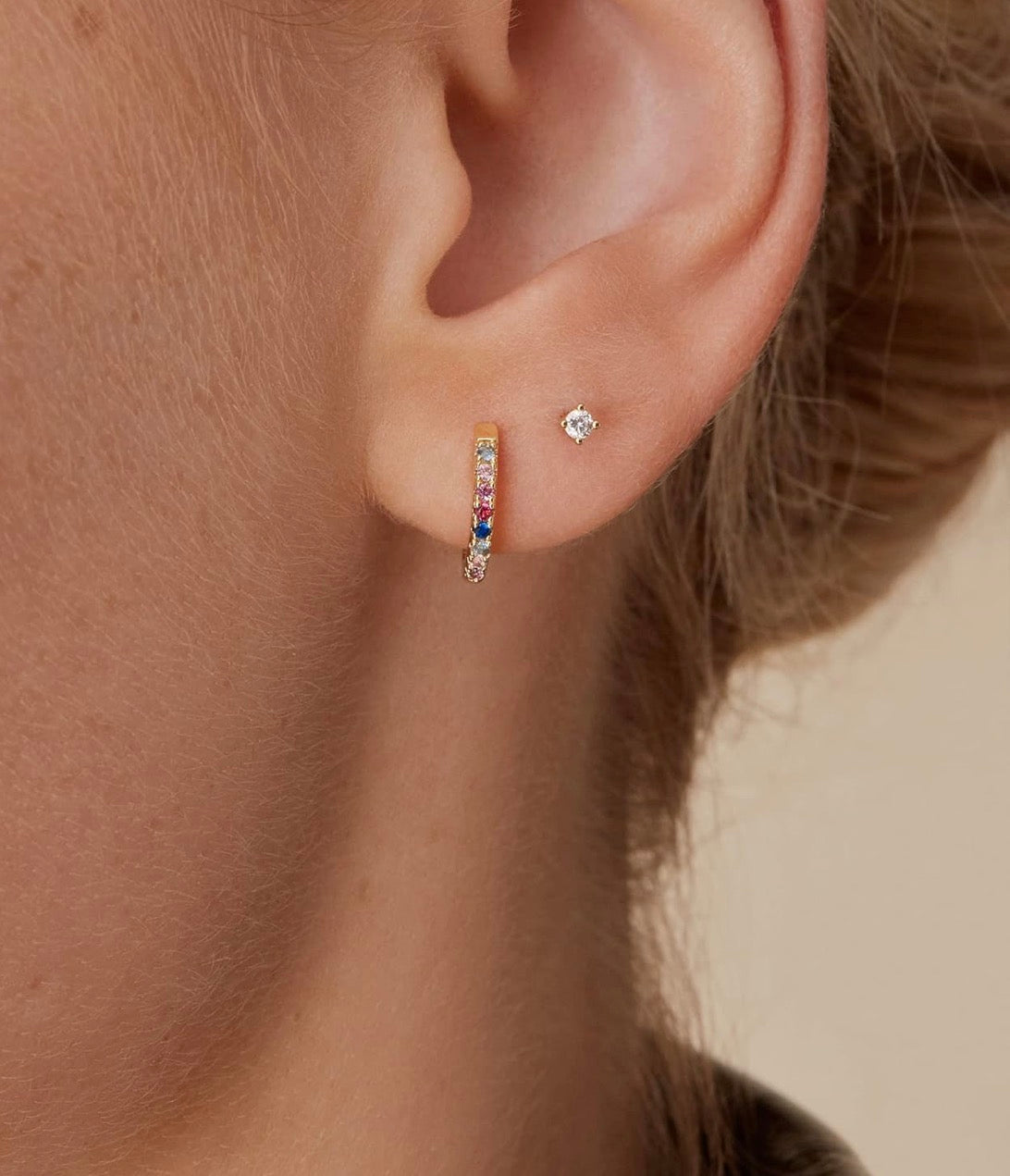 Multi-colored Huggie Earrings