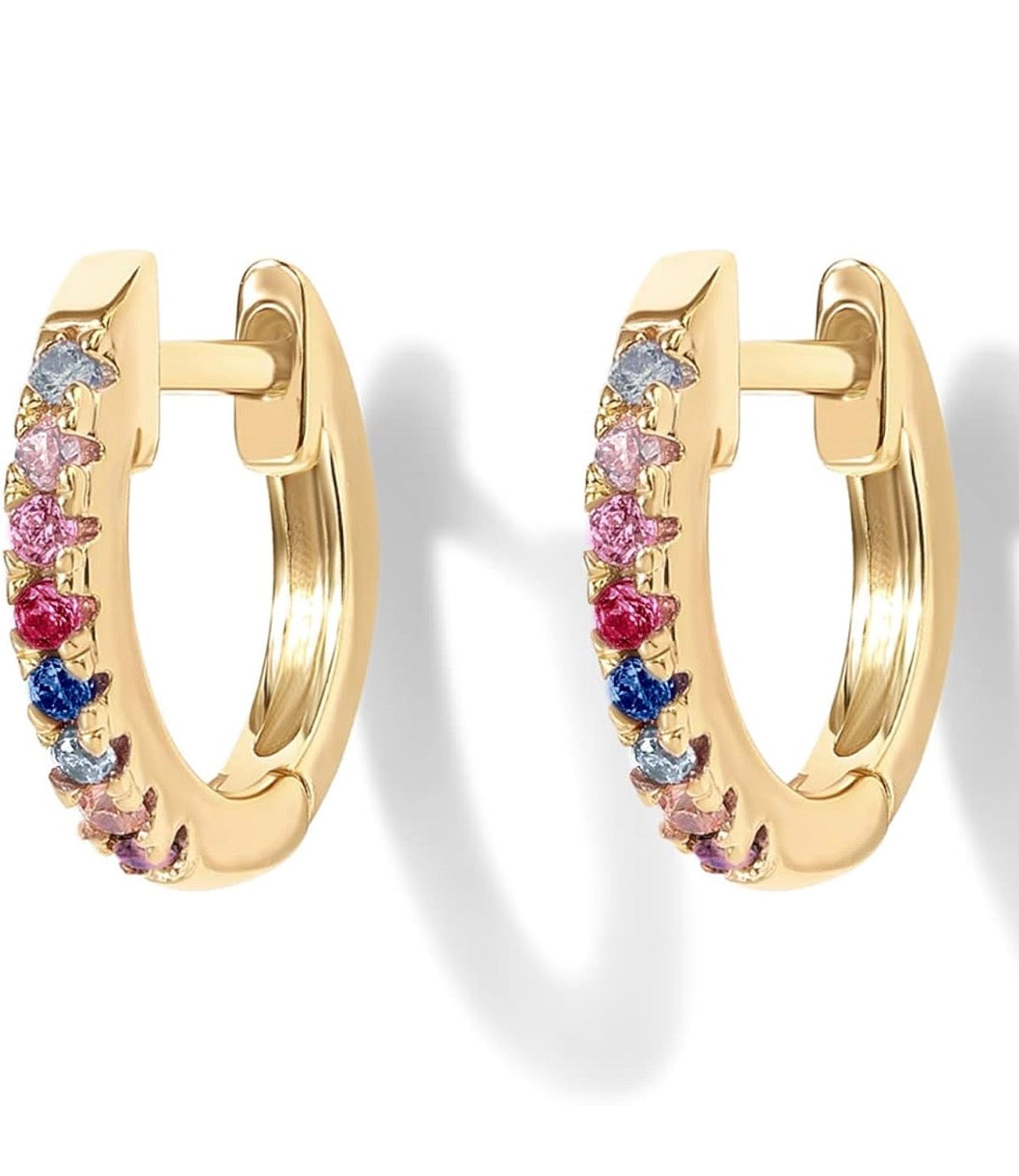 Multi-colored Huggie Earrings