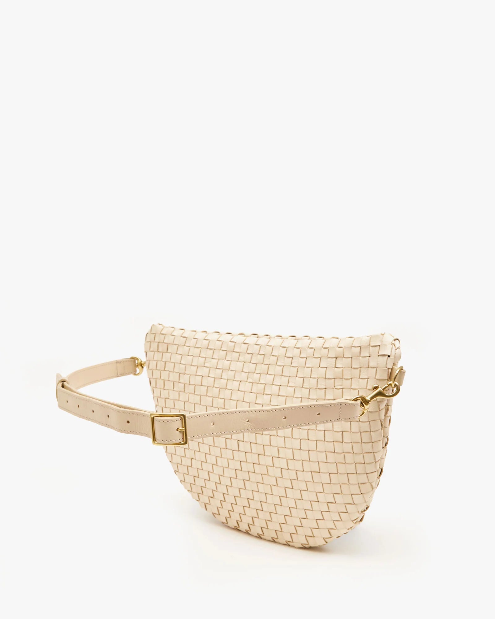 Clare V Grande Fanny, Cream Woven Checker