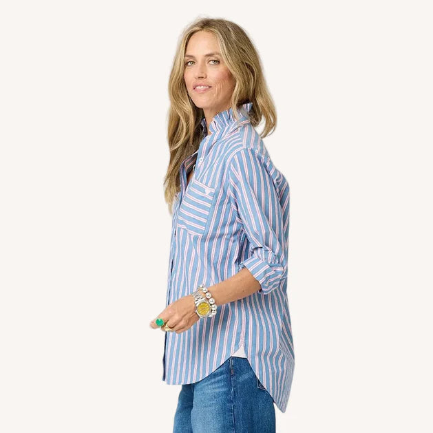 Kerri Rosenthal Mia Ruffle Stripe Shirt - Multi