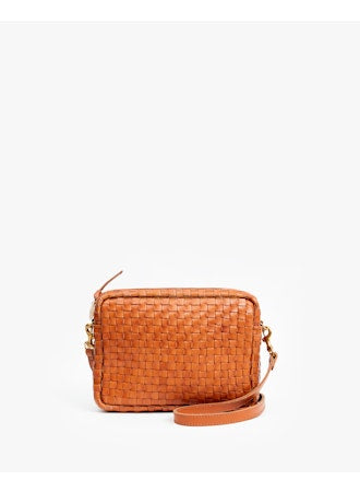 Clare V Midi Sac, natural woven checker