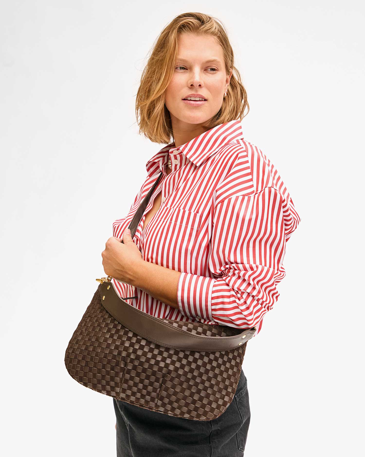 Clare V Moyen Messenger, Woven Checker