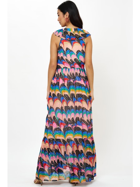 Oliphant Ruffle V Neck Maxi