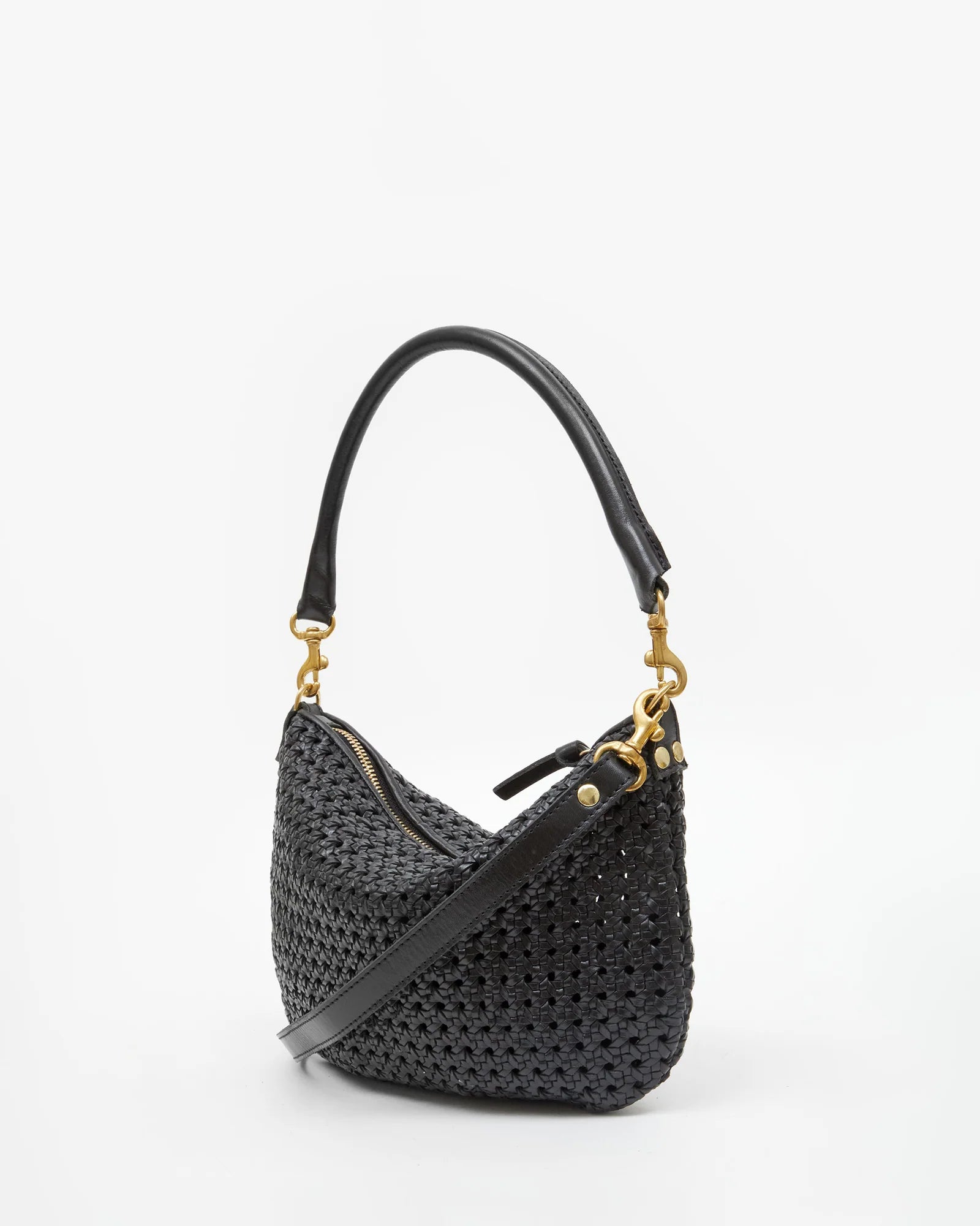 Clare V Petit Moyen Messenger, Black Rattan