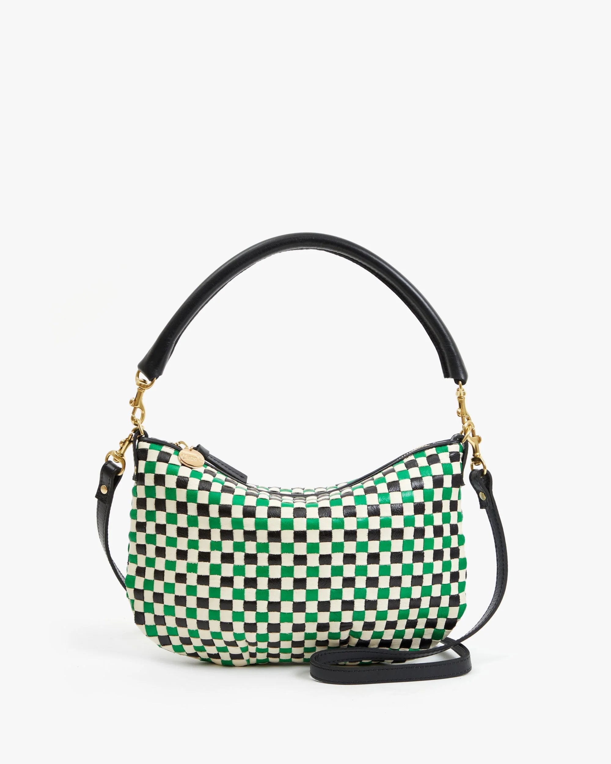 Clare V Petit Moyen Messenger, Woven Checker