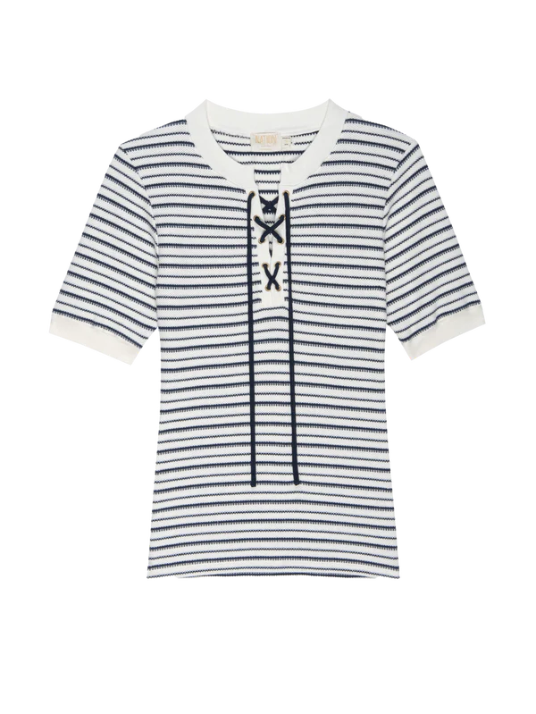 Nation LTD Reeve Lace Up Tee, Freehand Stripe