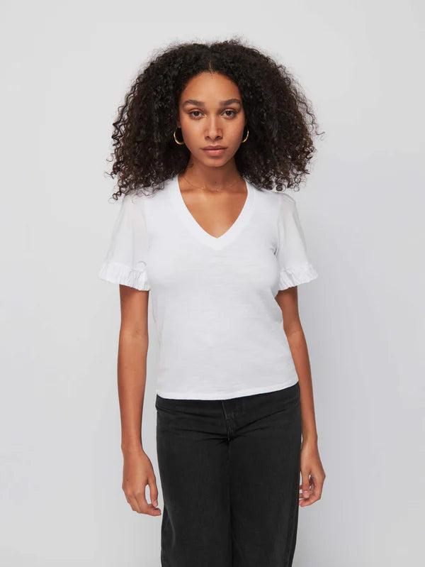 Nation LTD Sedona Tee w/ Poplin Elastic, Optic White