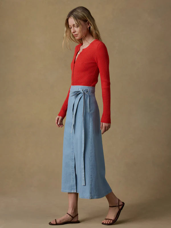 Faherty Solstice Denim Wrap Skirt