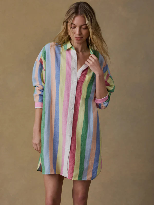 Faherty Laguna Linen Mini Shirtdress
