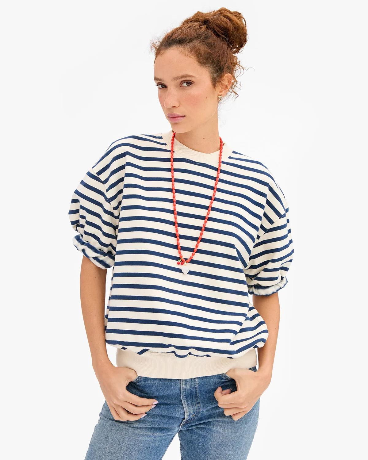 Clare V Short Sleeve Oversized Sweatshirt