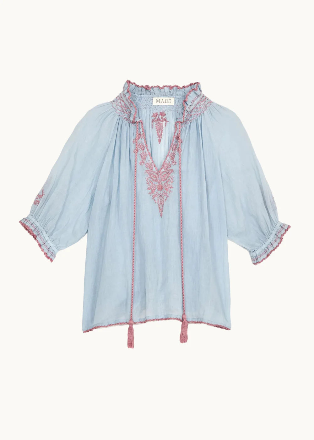 M.A.B.E Talia Embroidered Short Sleeve Top