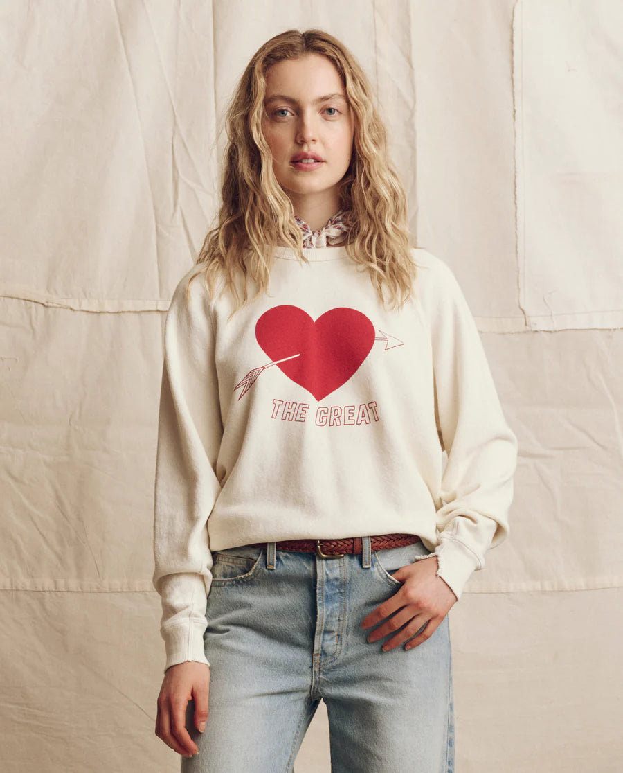 The Great. College Sweatshirt w/ Heart Graphic