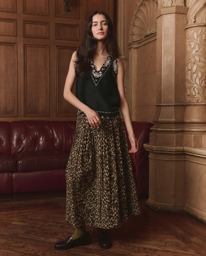 The Great. The Embroidered Floral Slip Top