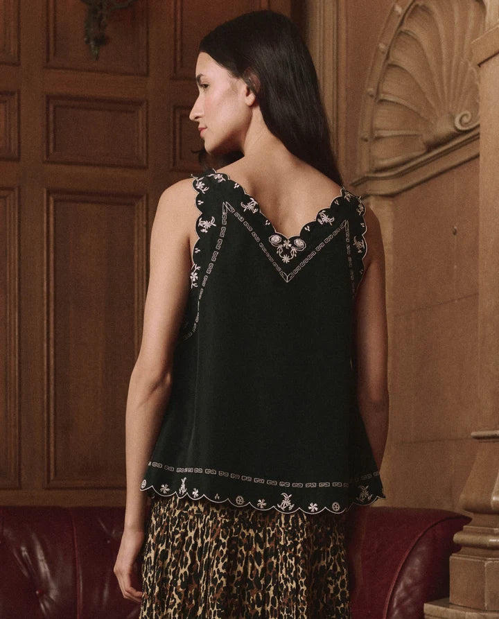 The Great. The Embroidered Floral Slip Top