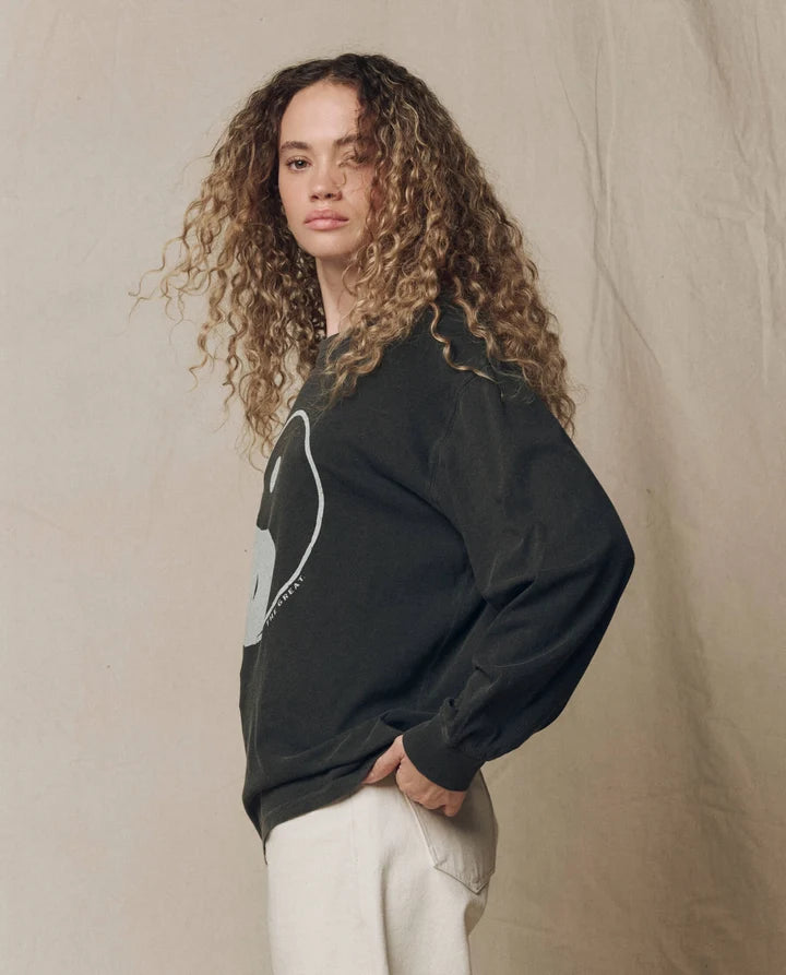 The Great. Long Sleeve Relaxed Crew with Yin Yang Graphic