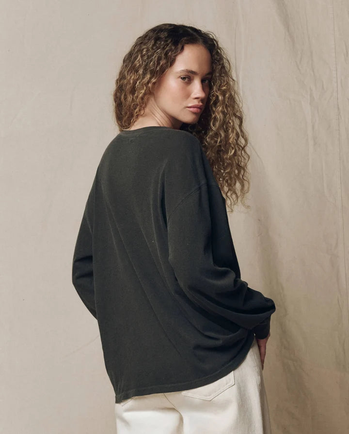 The Great. Long Sleeve Relaxed Crew with Yin Yang Graphic