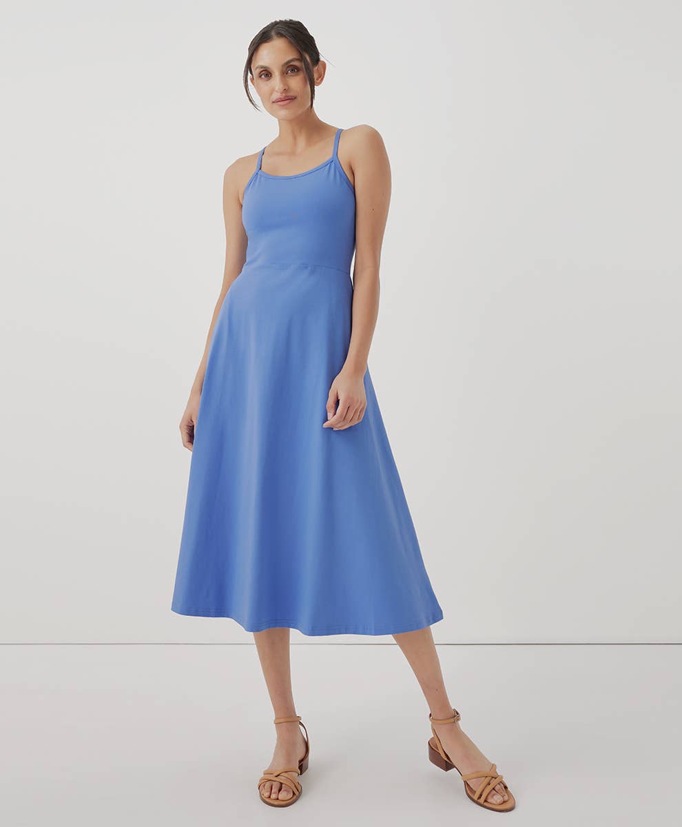 Women's Fit & Flare Midi Dress: Wedgewood / Regular Small