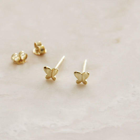 Tiny Butterfly Studs: Gold