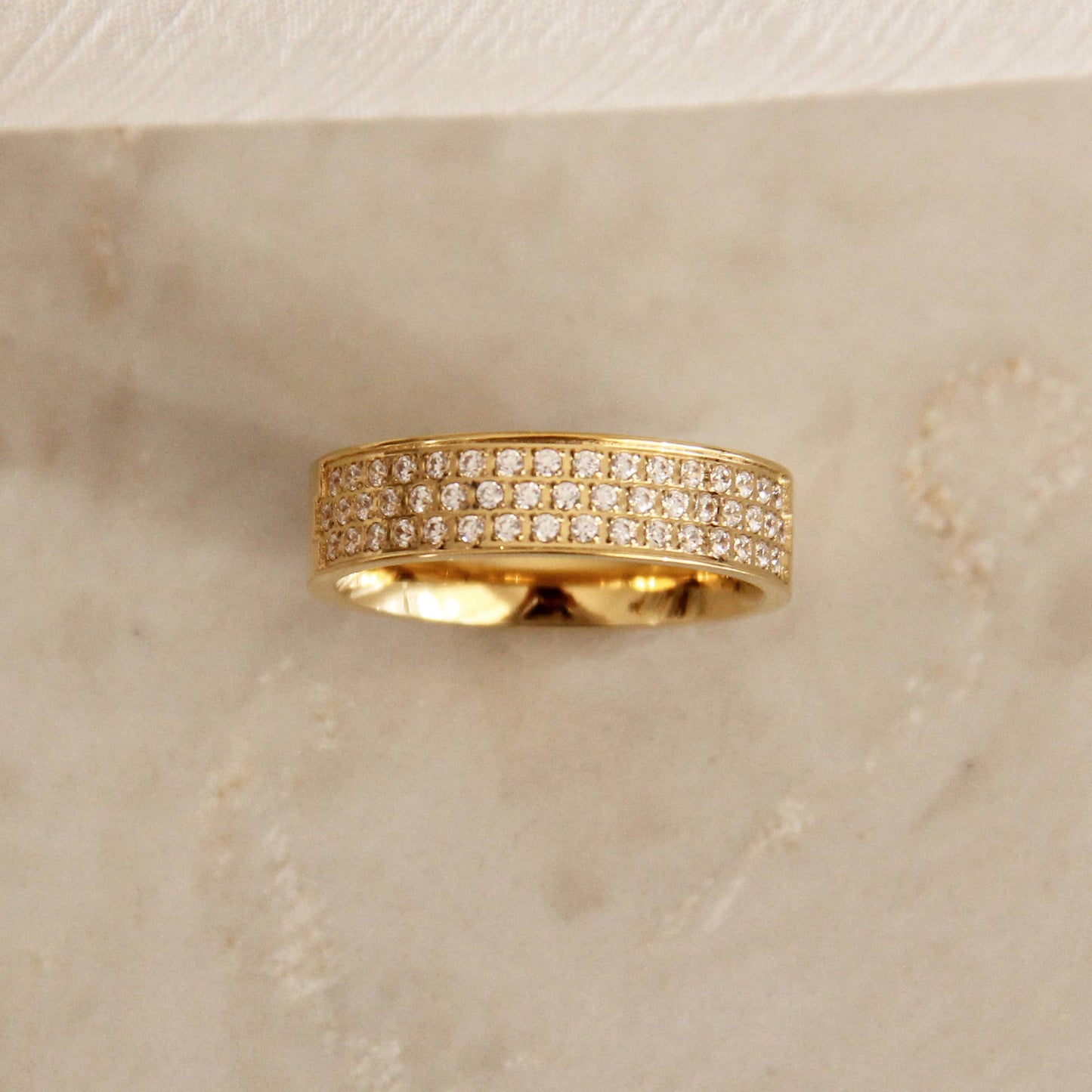 Pave CZ Wide Band Ring: Gold