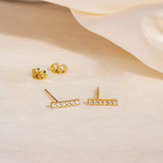 Pave Bar Studs: Gold