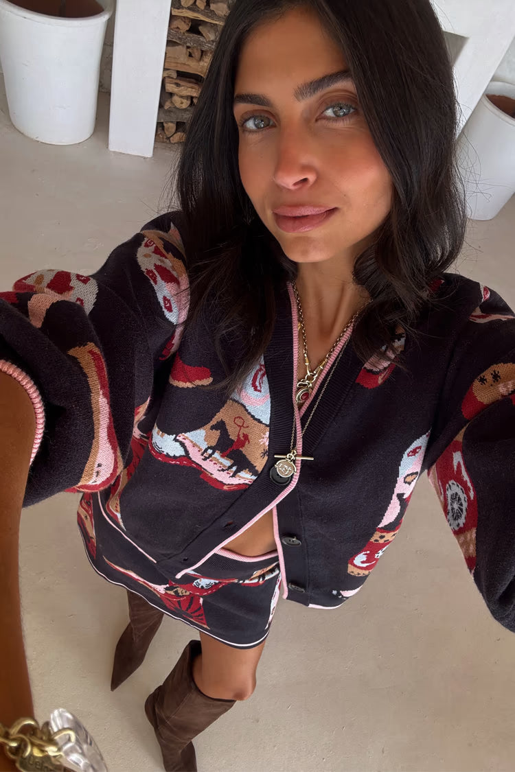 NFD Navy Cowboy Boots Cardigan