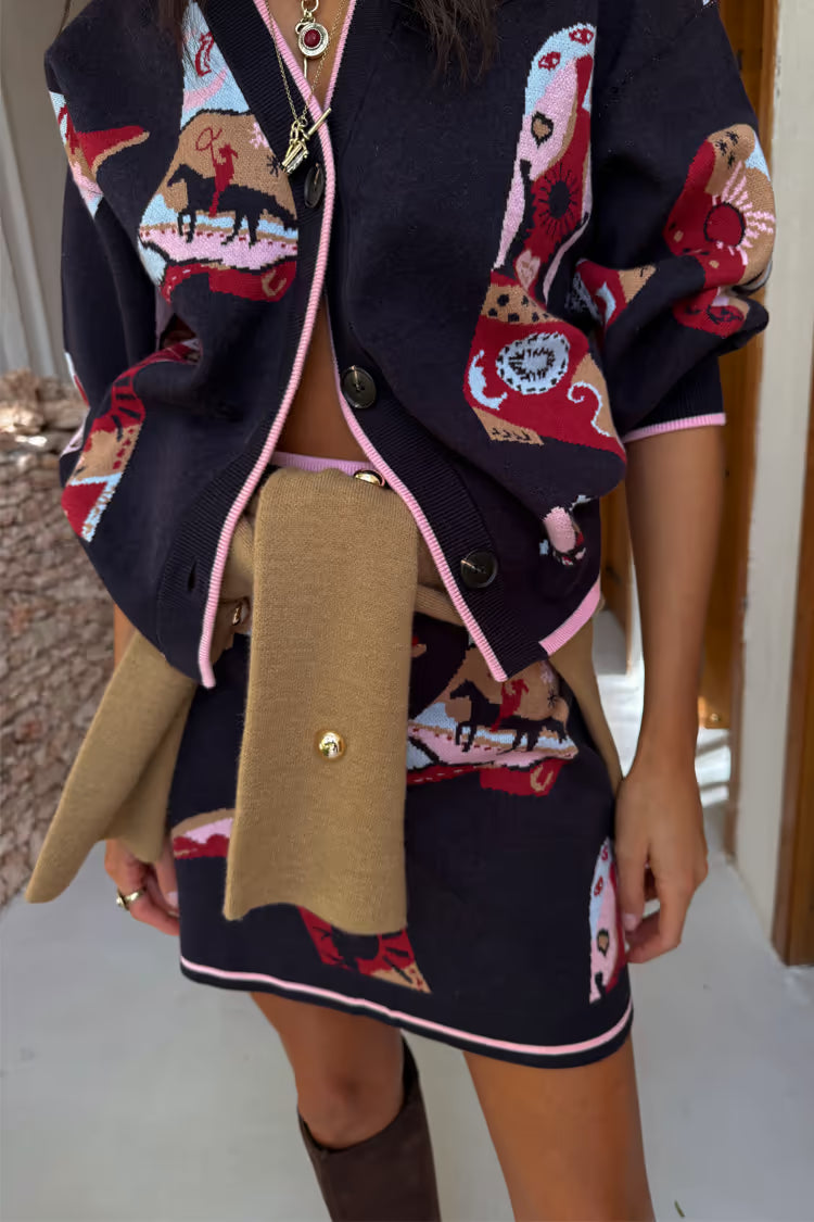 NFD Navy Cowboy Boots Jake Skirt