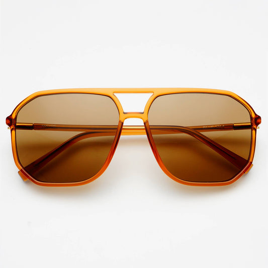 Billie Unisex Aviator Sunglasses: Brown
