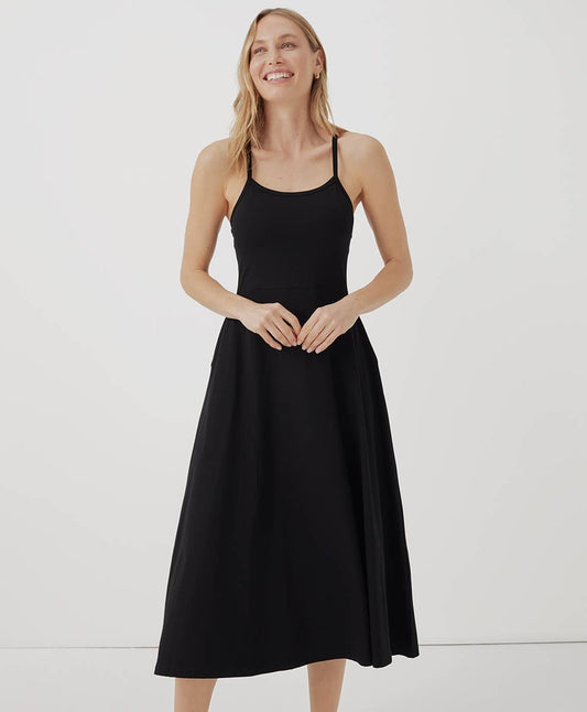 Women’s Fit & Flare Midi Dress: X-Small / Black