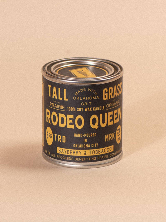 Rodeo Queen: Bayberry + Tobacco Soy Wax Candle: 8 oz