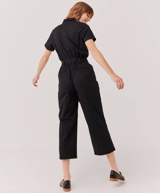 Women’s Boulevard Brushed Twill Zip Front Jumpsuit: Medium / Black