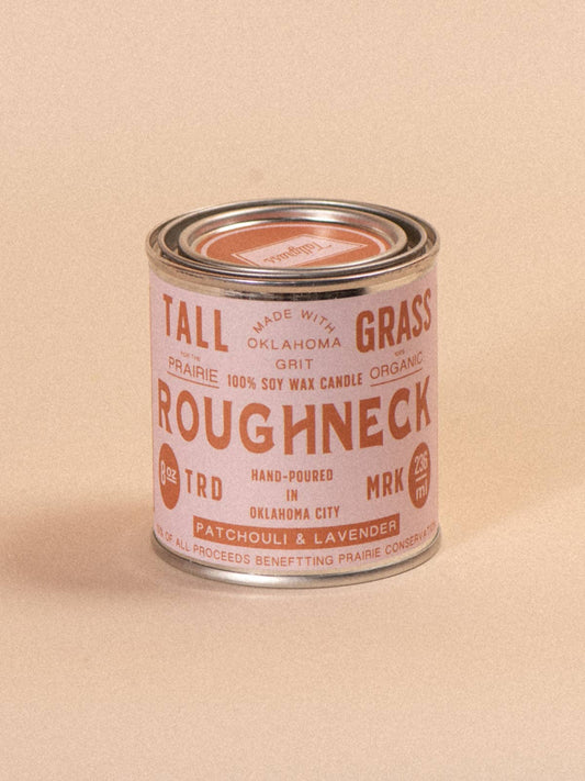 Roughneck: Patchouli + Lavender Soy Wax Candle: 8 oz